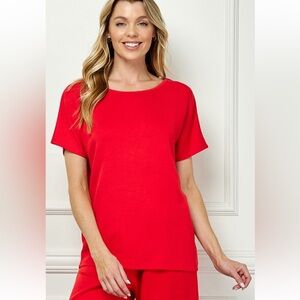 182. Scuba Short Sleeve Top In Red
